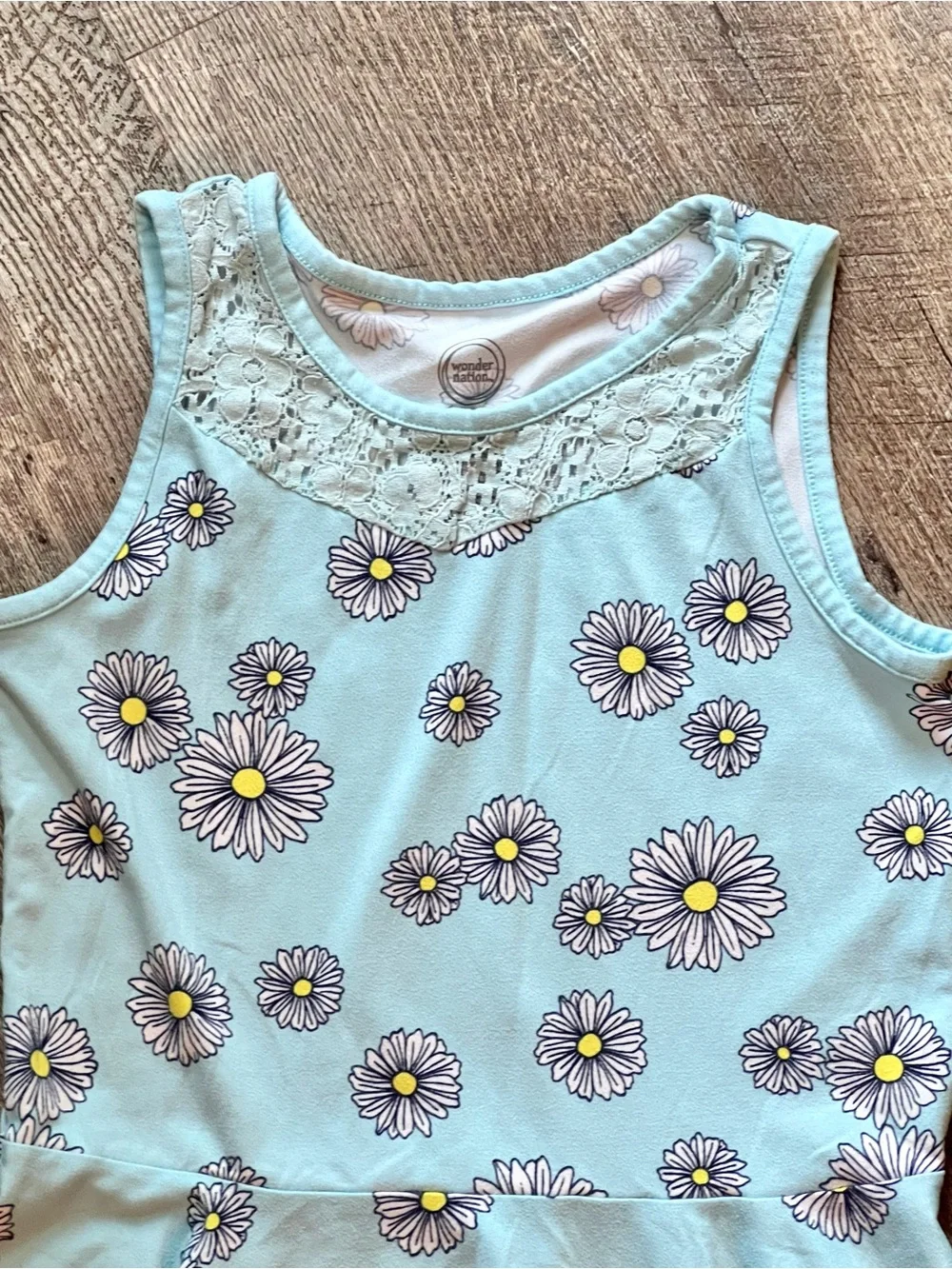 Wonder Nation Girls Daisy Handkerchief Hem Dress Size M 7/8 Blue Floral Lace